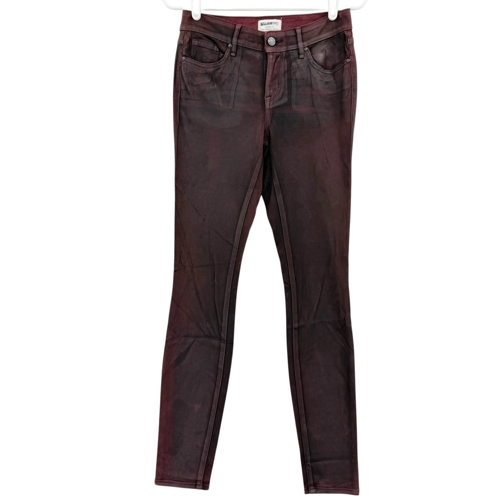 William Rast Women's Stretch Coated Marbled Wine Skinny Pants Size 25 NWOT